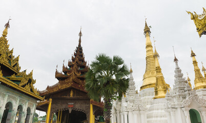 Fototapeta premium The Shwedagon pagoda the most famous landmark of Myanmar. 