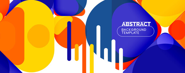 Modern geometric round shapes and dynamic lines, abstract background. Vector illustration for placards, brochures, posters and banners