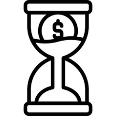 Coin in Hourglass icon, Bankruptcy related vector