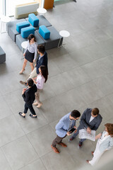 Business coworkers discussing new ideas and brainstorming in a modern office