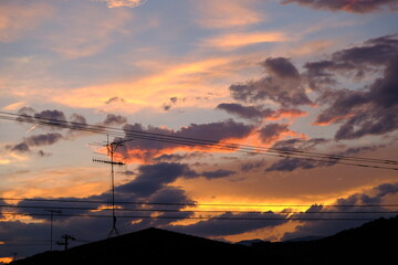 sunset over the home