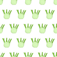 Fennel root seamless pattern for textile design. Organic food. Green spice herb. Healthy meal. Vector nature graphic background.