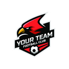Cardinal mascot for a football team logo. Vector illustration.