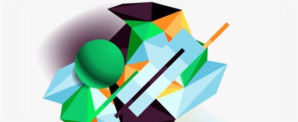 Trendy 3d geometric composition, design template for business or technology presentation, internet poster or web brochure cover