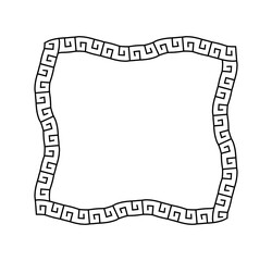 Greek frame. Meander pattern border square. Greek rectangle frame. Greece ornament. Grecian ancient style. Roman design. Geometric mediterranean decoration. Element antique symbol. Vector illustration