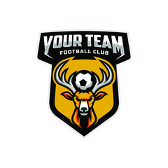 Deer mascot for a football team logo. Vector Illustration.