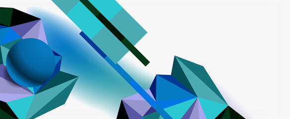 Trendy 3d geometric composition, design template for business or technology presentation, internet poster or web brochure cover