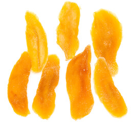 dried mango pulp on white background