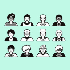 サラリーマンやフリーランスなど、色々な職業の男性イラスト