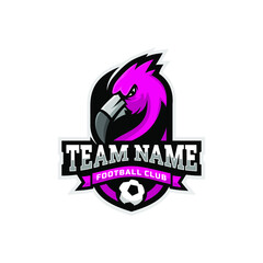 Flamingo mascot for a football team logo. Vector illutration.
