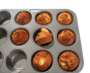 Muffins are baked in a muffin tin