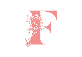 Monogram letters F. Floral alphabet . Monogram initials perfectly for wedding invitations, greeting card, logo, poster and other design.