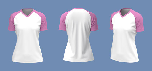 Short-sleeves raglan t-shirt mockup, 3d illustration, 3d rendering