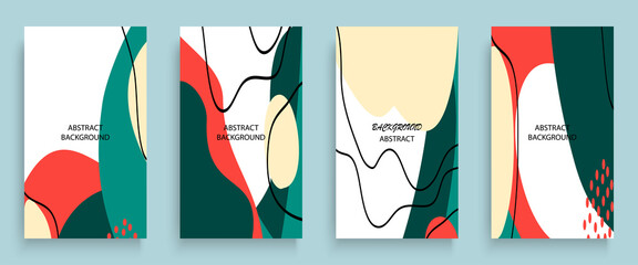 Social media stories and post creative art concept for web design. Advertising brochure, geometric doodle minimal pattern background. Message promotion template vector illustration set. Trendy pastel