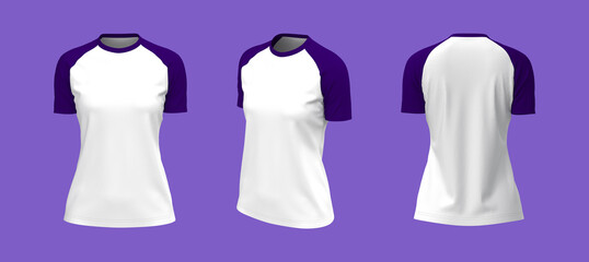 Short-sleeves raglan t-shirt mockup, 3d illustration, 3d rendering