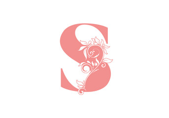 Monogram letters S. Floral alphabet . Monogram initials perfectly for wedding invitations, greeting card, logo, poster and other design.