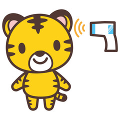 Tiger character that measures body temperature 体温を測るトラのキャラクター