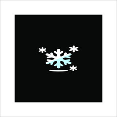 Snowflake winter icon on black background