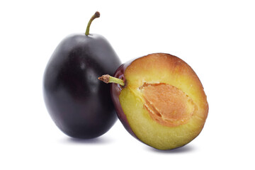 Plums  raw ripe isolated on white macro