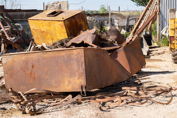 Fototapeta premium metal scrap yard - recycle rusty pieces of metal