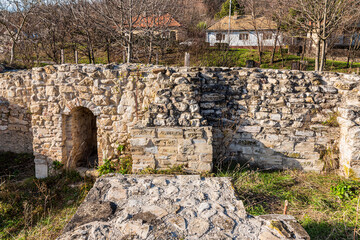 Fruska Gora, Serbia - December 06, 2020: Archeological site Gradina in Serbia. The remains of this Roman villa are 1600 years old.