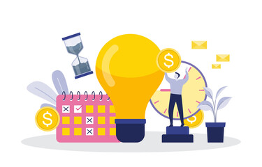 Businessman Working Time Management Business Strategy Illustration