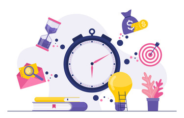 Time Management Business Strategy Working Fast Illustration
