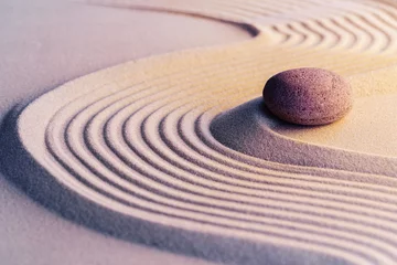 Fotobehang Zen Stenen Meditation zen garden with stones on sand  © fotofabrika
