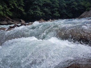 water flowing over rocks