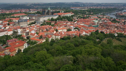 Fototapeta na wymiar View of Prague from the hill Petrin,Czech republic,Europe 