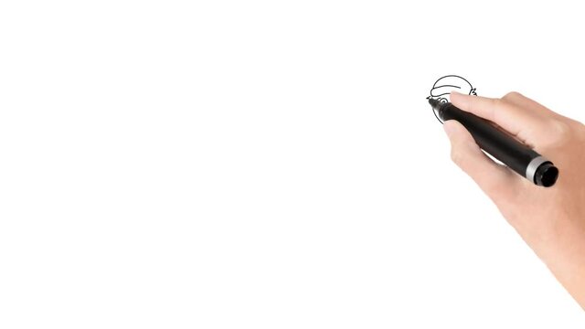 Smiling farmer with pig computer drawing whiteboard animation of job position