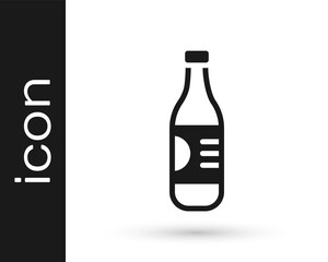 Black Bottle of water icon isolated on white background. Soda aqua drink sign. Vector.