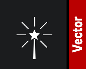 Fototapeta premium White Firework icon isolated on black background. Concept of fun party. Explosive pyrotechnic symbol. Vector.