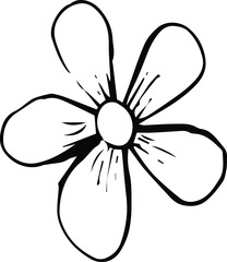 set of simple summer flowers drawings. abstract flower illustration. hand drawn vector art. black white illustration