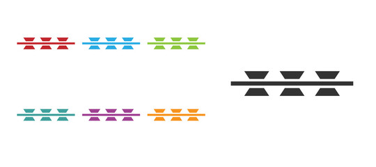 Black Barbed wire icon isolated on white background. Set icons colorful. Vector.