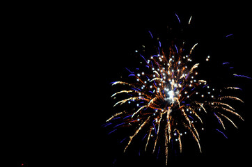 fireworks on night sky on new years eve in the arctic circle