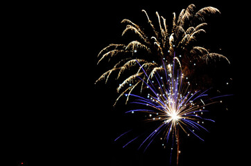 fireworks on night sky on new years eve in the arctic circle
