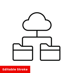 Data recovery line icon. Cloud Route outline style. Cloud computing symbol. Cloud folder vector illustration isolated on white background. Editable stroke EPS 10