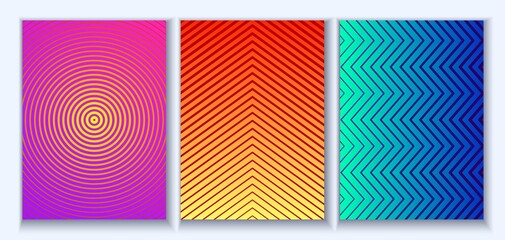 Set of abstract backgrounds for cover, flyer or advertising leaflet. Gradient lines. Vector illustration. EPS 10.