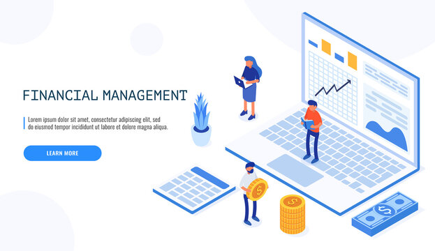 Financial management concept. Can use for web banner, infographics images. Isometric vector illustration.