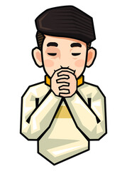 Men are praying firmly in their faith.