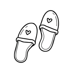 
home slippers doodle on the white background