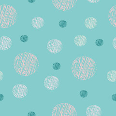 Seamless pattern with Abstract hand drawn Dotty Polka dot shapes background. Scandinavian geometric design with cute circle. Trendy colors. Kids Modern design for paper, cover, fabric, interior decor.