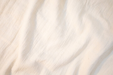 Fabric backdrop White linen canvas crumpled natural cotton fabric Natural handmade linen top view background Organic Eco textiles White Fabric texture
