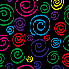  spiral seamless pattern simple spiral colorful black background print multicolor