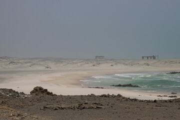 Beach in Oman, Masirah Island volcanic landscape