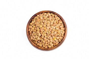 Green lentil on the white background