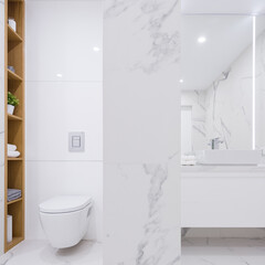 Fototapeta na wymiar Elegant bathroom in marble tiles
