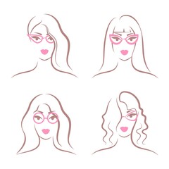 A bundle of female avatars with glasses