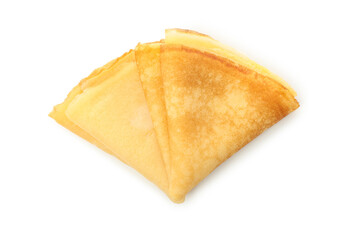 Tasty thin pancakes isolated on white background